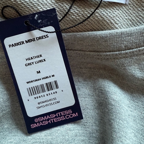 Smash + Tess Parker Mini Dress Heather Grey Size Medium - Picture 3 of 5